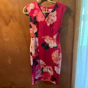 Calvin Klein Floral Cap Sleeve Sheath Dress